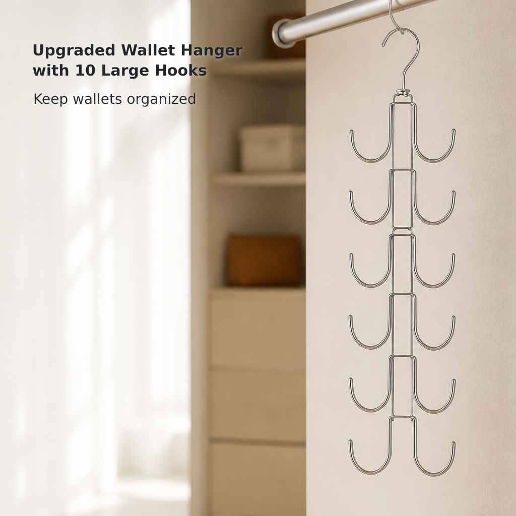 Closet Handbag Organizer with 10 Large Hooks